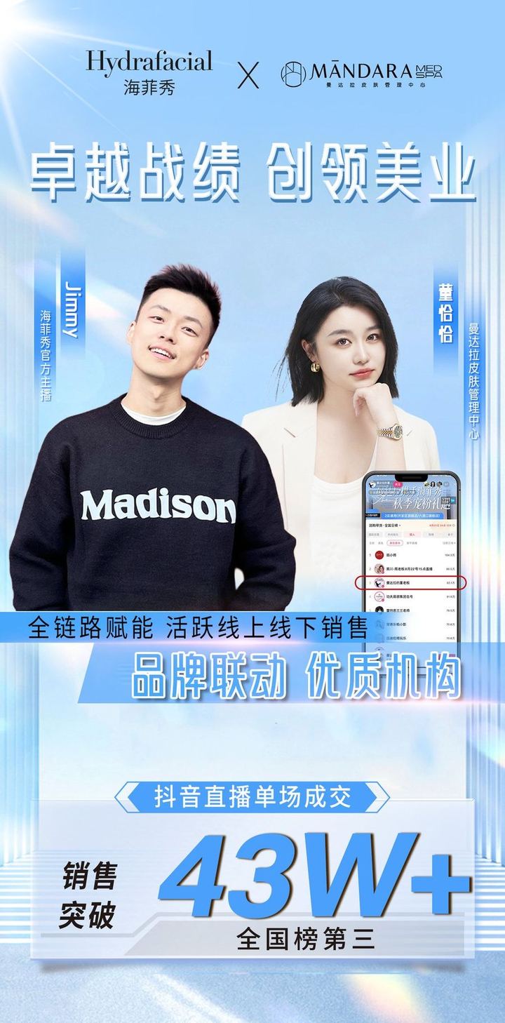 丹东曼达拉皮肤管理中心 抖音单场成交 43W+ 全国榜第三