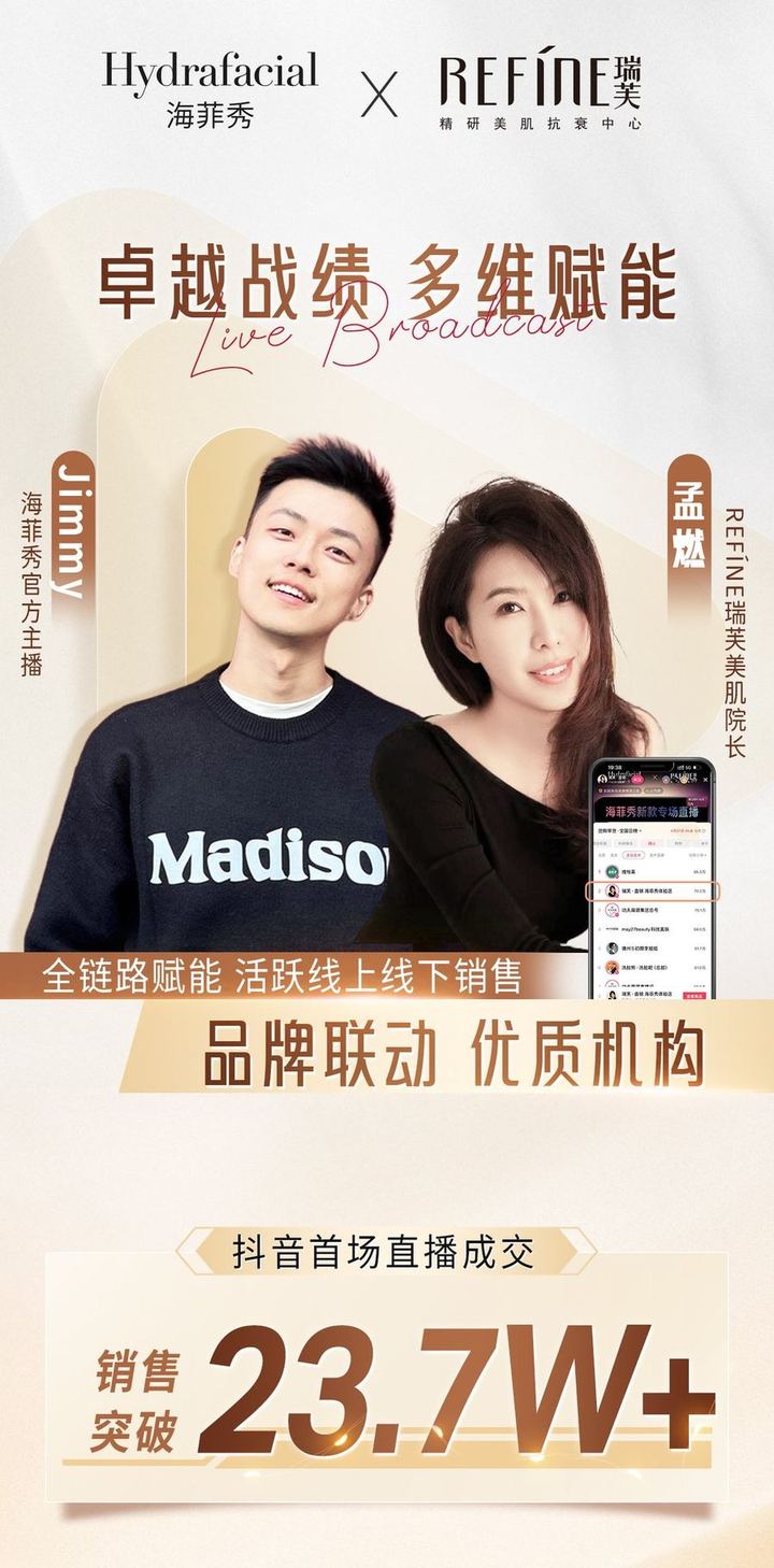 盘锦瑞芙精研美肌抗衰中心 抖音首场直播成交 23.7W+